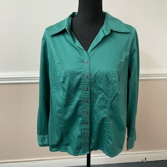 Lane Bryant Green Button Down Blouse Size 14/16W - Picture 1 of 3